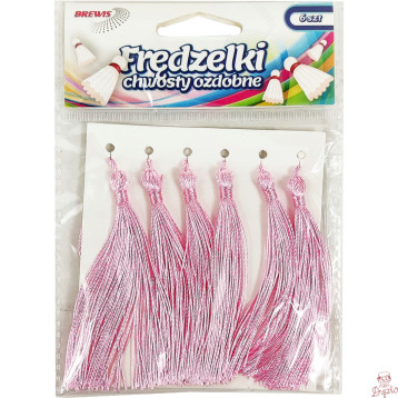 Frędzelki (chwosty ozdobne) FR6 (6 sztuk) 8 cm różowe BREWIS