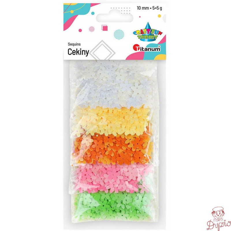 Cekiny kwiaty 10mm 5x5g. pastelowe TITANUM 268436
