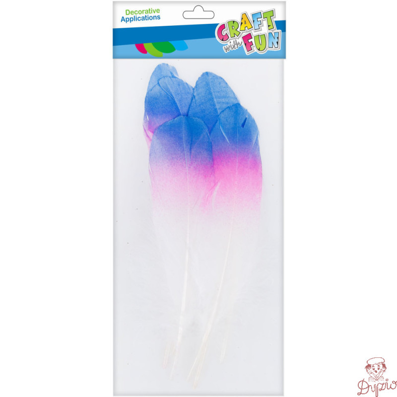 Piórka ozdobne białe/tęczowe 17-22cm 6szt. 463653