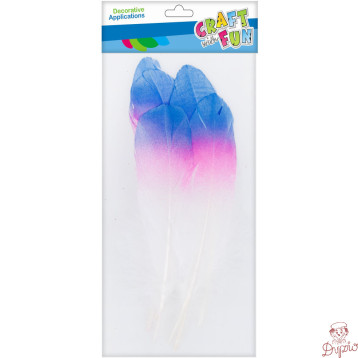 Piórka ozdobne białe/tęczowe 17-22cm 6szt. 463653