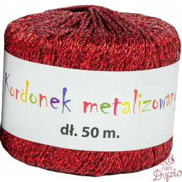 Kordonek metalizowany 2mmx50m czerwony KOB-04 ALIGA