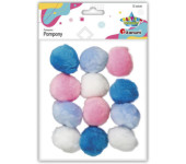 Pompon akrylowe mix kol. 4cm 12szt. 462565 TITANUM