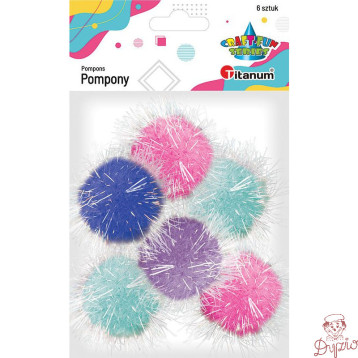 Pompony brokatowe mix 6szt. 4,5cm 462566 TITANUM