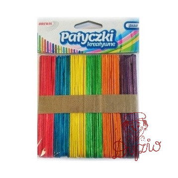 Patyczki kreatywne drewniane 114mm mix kolorów (50 szt.) PKK114 BREWIS
