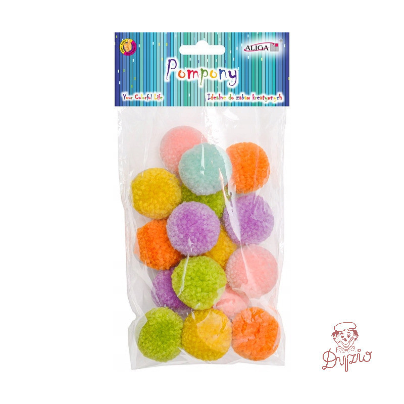 Pompony mix kol. 3cm (18 szt.) PM-0028 ALIGA
