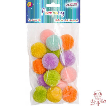 Pompony mix kol. 3cm (18 szt.) PM-0028 ALIGA