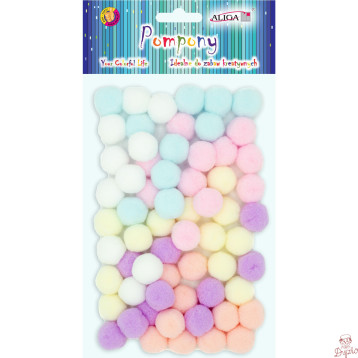 Pompony pastelowe mix 2cm (60 szt.) POM-207 ALIGA