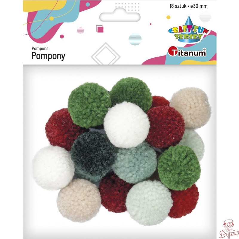 Pompony włóczkowe pastelowe ciemne mix 18 szt. 412941 TITANUM