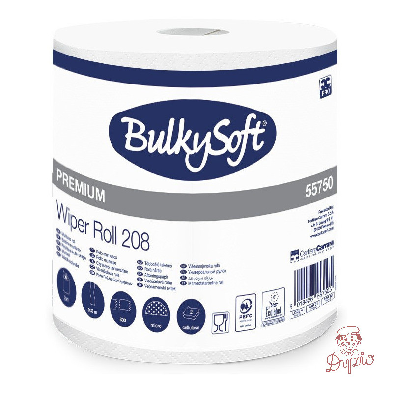 Czyściwo papierowe BulkySoft Classic 2 warstwy 208m celuloza biała 55750