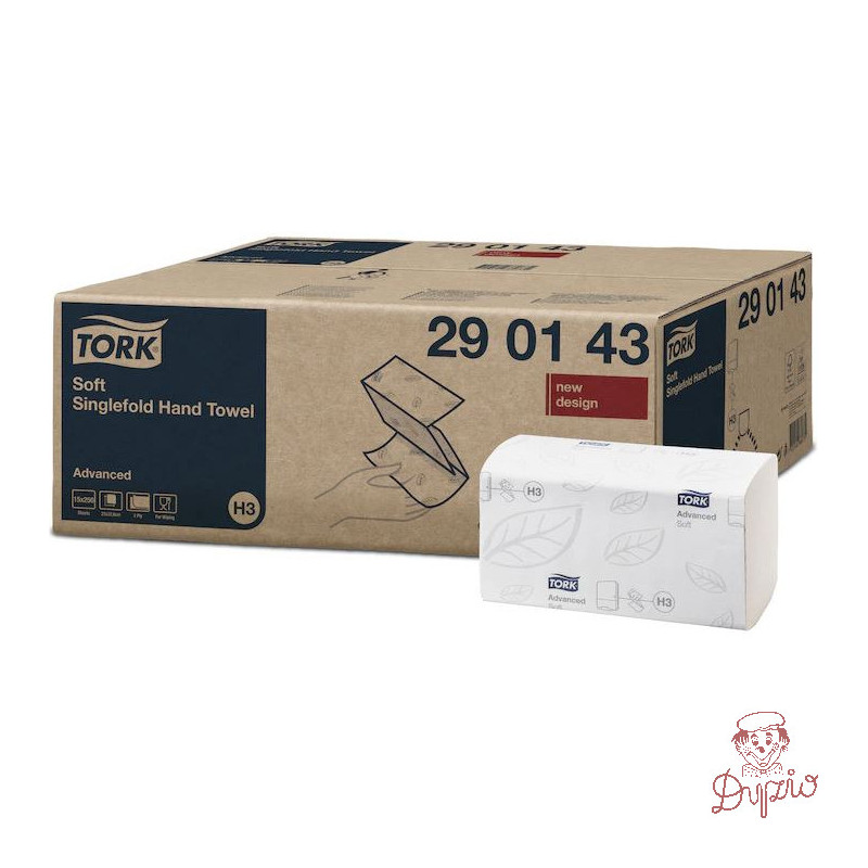 Ręcznik ZZ V-FOLD TORK H3 biały 23x22,6cm 2w 290143 Advanced celuloza (15x250)