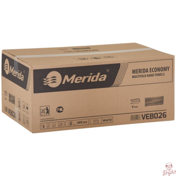 Ręcznik ZZ V-FOLD biały 23x25cm 1 warstwa makulatura (20x200) 4000składek PZ26/VEB026 MERIDA ECONOMY