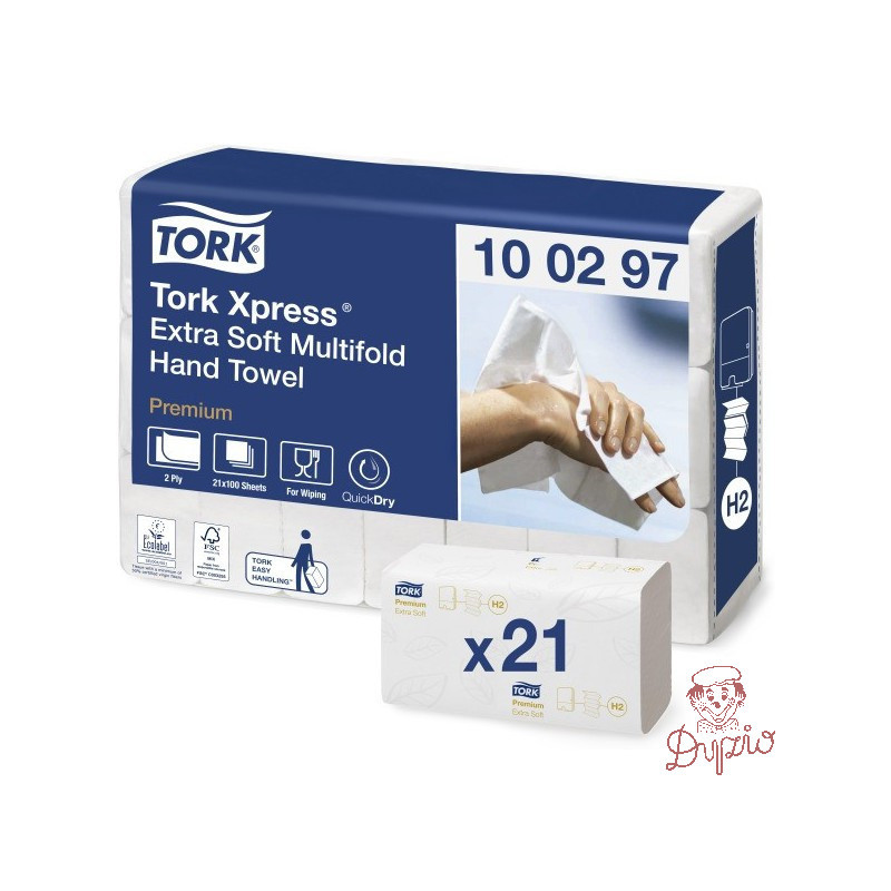 Ręcznik ZZ TORK 21,2x34cm (21x100) H2 biały 2w celuloza PREMIUM Extra SOFT 100297