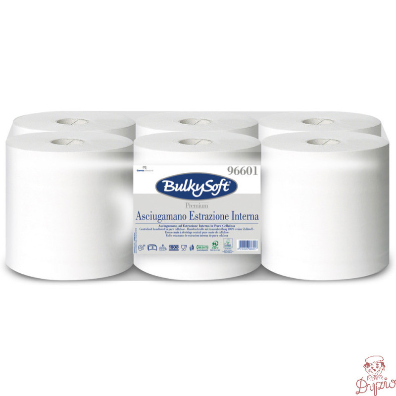 Ręcznik w roli biały 20cm 150m (6 rolek) 2w celuloza 396 listków 96601 BULKYSOFT Premium centralne dozowanie