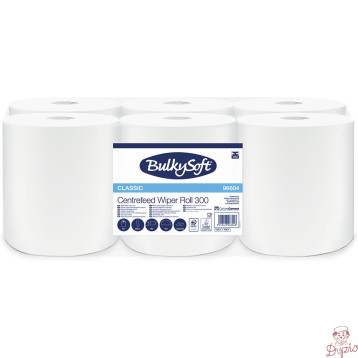 Ręcznik papierowy w roli BulkySoft MIDI classic(6 rolek) biały 1warstwa 300m celuloza centralne dozowanie 96604