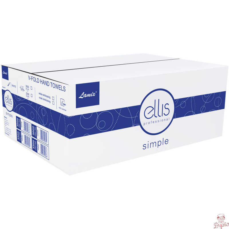 Ręcznik ZZ V-FOLD biały 21x22cm wzór (20x150 listków) 2837 ELLIS PROFESSIONAL SIMPLE