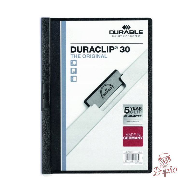 Skoroszyt zaciskowy A4 1-30k 220001 czarny DURACLIP Original DURABLE