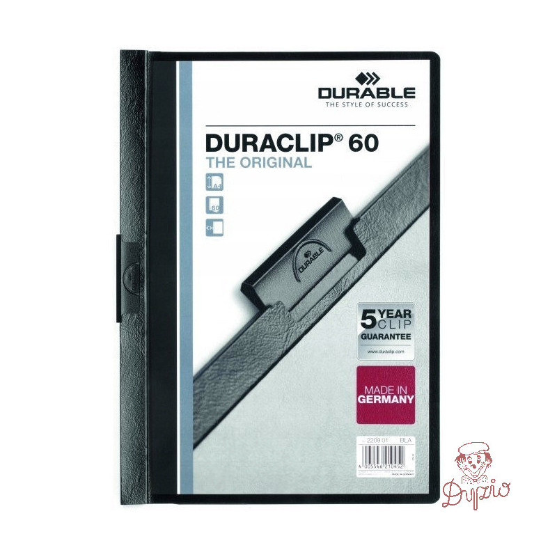 Skoroszyt zaciskowy A4 1-60k czarny DURACLIP Original 220901 DURABLE