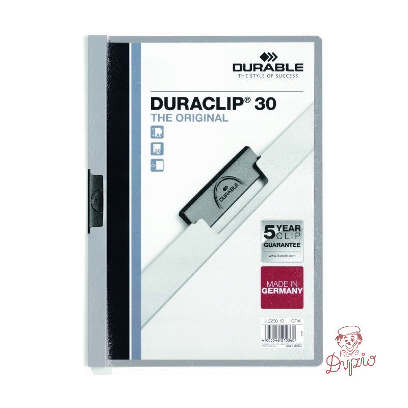 Skoroszyt zaciskowy A4 1-30k szary DURACLIP Original 220010 DURABLE