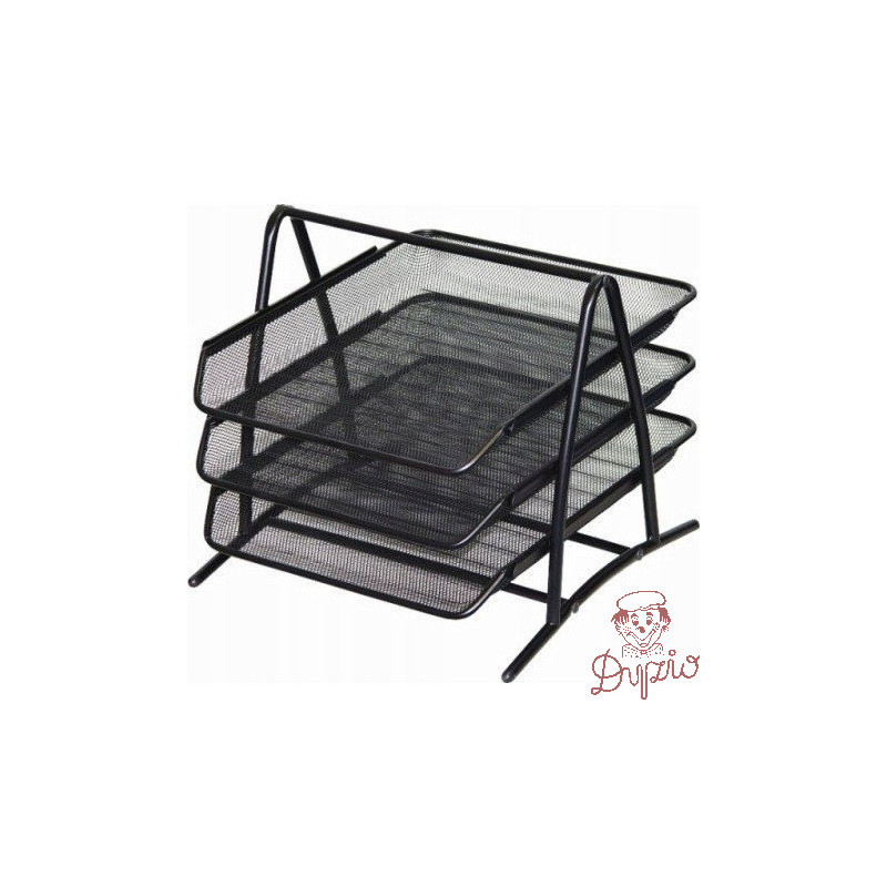 Półka na dokumenty NATUNA A4 siatka czarna (3szt) 350x300x275mm
