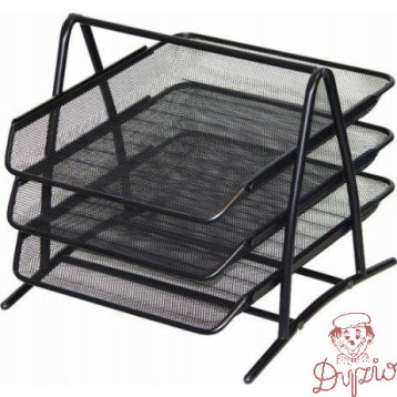Półka na dokumenty NATUNA A4 siatka czarna (3szt) 350x300x275mm