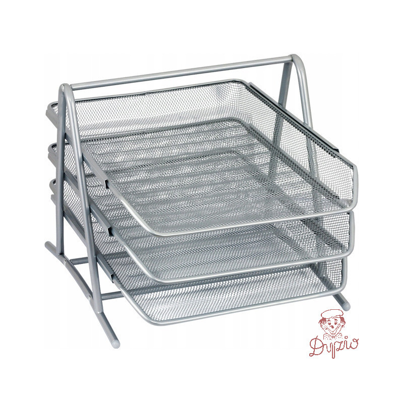Półka na dokumenty NATUNA A4 siatka srebrna (3szt) 350x300x275mm