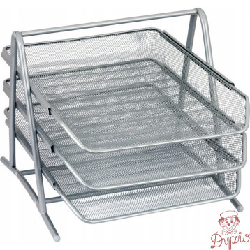 Półka na dokumenty NATUNA A4 siatka srebrna (3szt) 350x300x275mm
