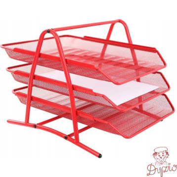 Półka na dokumenty NATUNA A4 siatka czerwona (3szt) 350x300x275mm