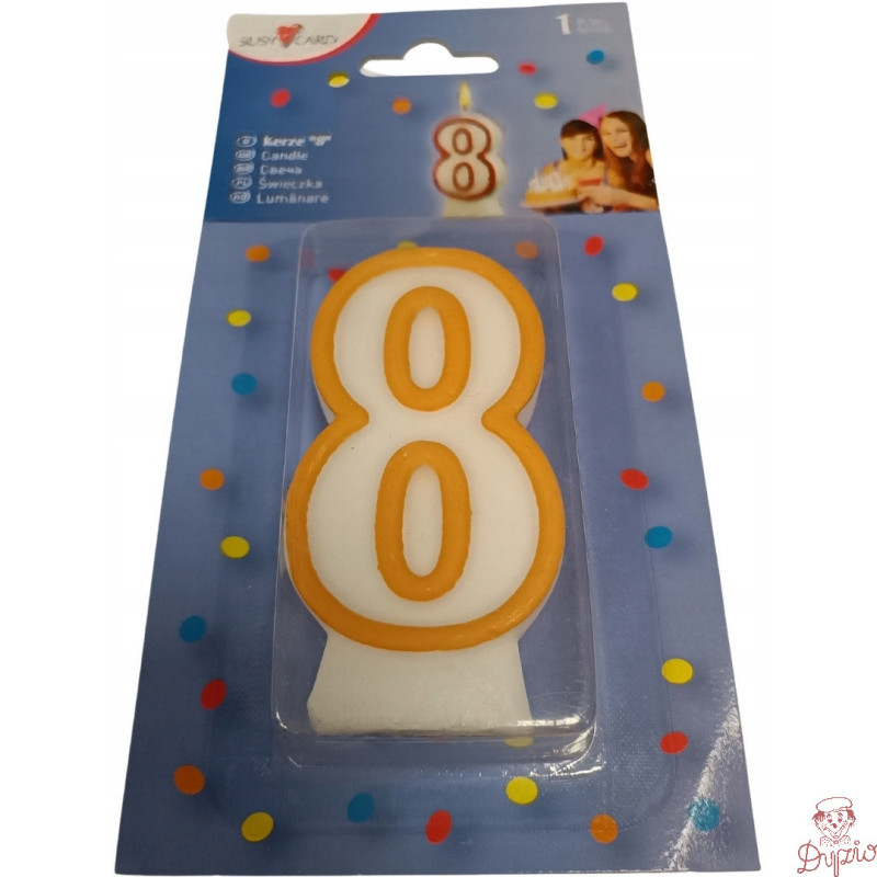 Świeczka jubileuszowa cyfra 8 na urodziny tort 0011142643 HERLITZ