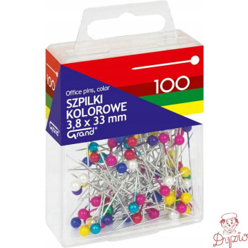 Szpilki kolorowe 3,8x33mm 100szt. 110-1670 GRAND