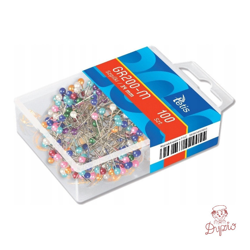 Szpilki 34mm kolor mix (100szt.) GR200-M TETIS