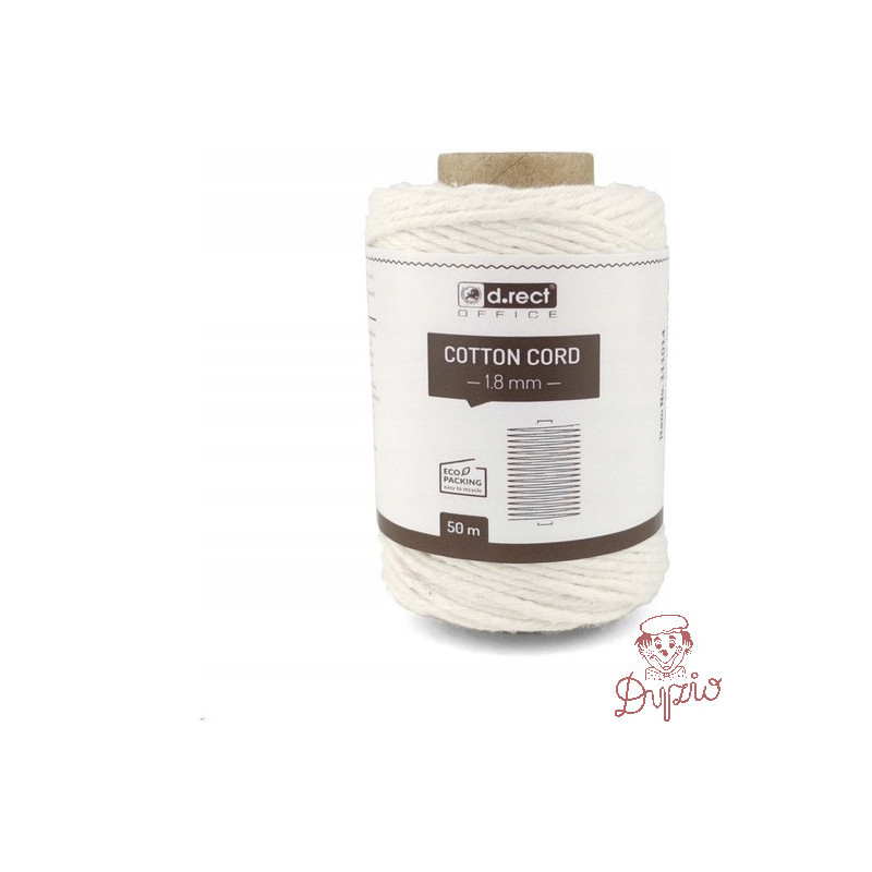 Sznurek bawełniany 1.8mm / 50m biały 111014 d.rect