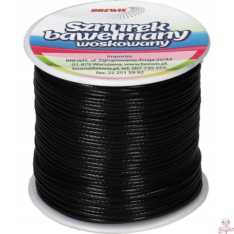 Sznurek bawełniany woskowany 1mm 25m czarny SBW4 BREWIS