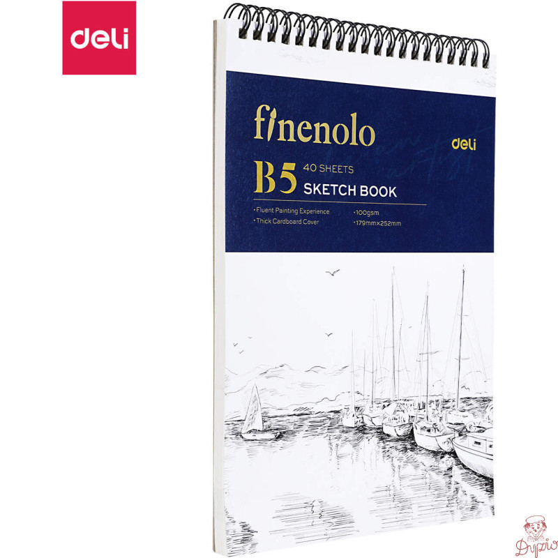 Szkicownik na spirali B5 FINENOLO 100g/m2 40 kartek biały EN025 DELI