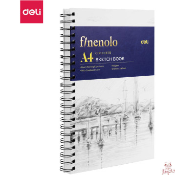 Szkicownik na spirali pionowej A4 FINENOLO 160g/m2 60k biały EC275 DELI