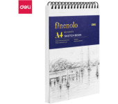 Szkicownik na spirali poziomej A4 FINENOLO 160g/m2 60k biały EC276 DELI