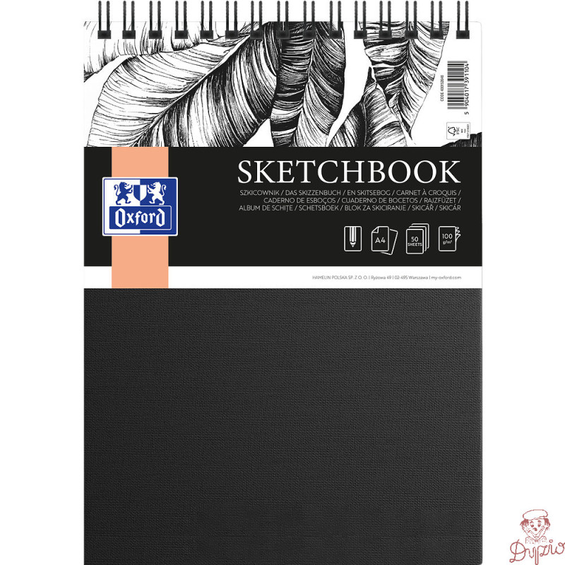 Szkicownik Sketchbook A4 50k 100g czarny 400152648 OXFORD