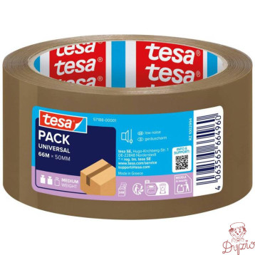 Taśma pakowa UNIVERSAL 66m x 50mm BRĄZOWA cicha 57188 TESA