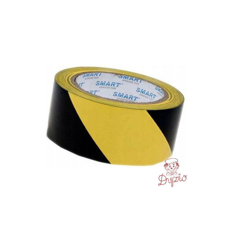 Taśma ostrzegawcza żółto-czarna 48mm x 25m SMART samoprzylepna winylowa