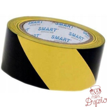 Taśma ostrzegawcza żółto-czarna 48mm x 25m SMART samoprzylepna winylowa