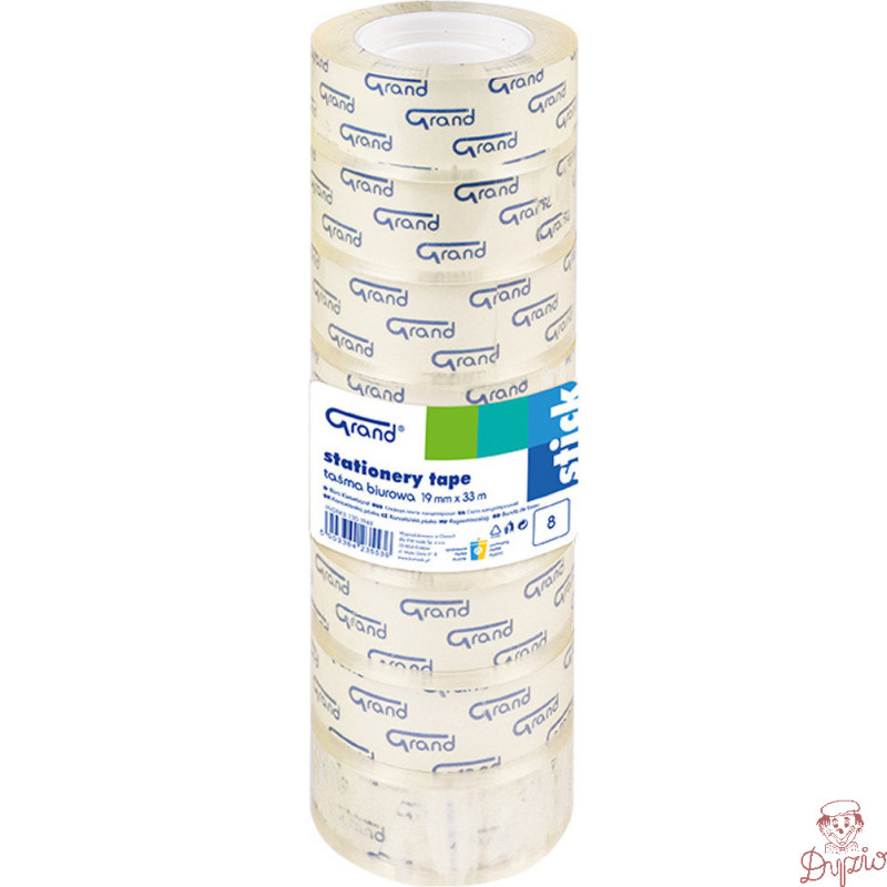 Taśma biurowa GRAND 19x33m opakowanie 8szt 130-1948