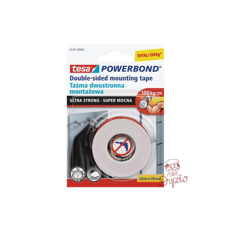 Taśma montażowa dwustronna 19mm x 1.5m Powerbond 55791-00003-01 TESA