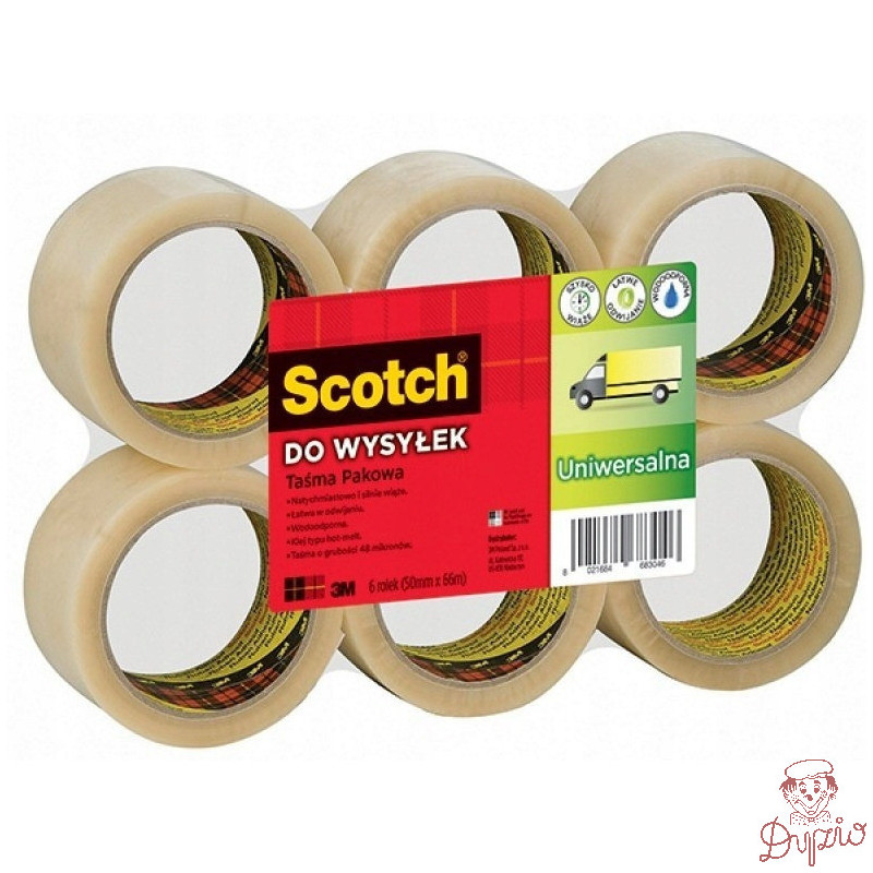 Taśma pakowa SCOTCH 371 (6szt) Hot-melt przezroczysta 48x66m 3M