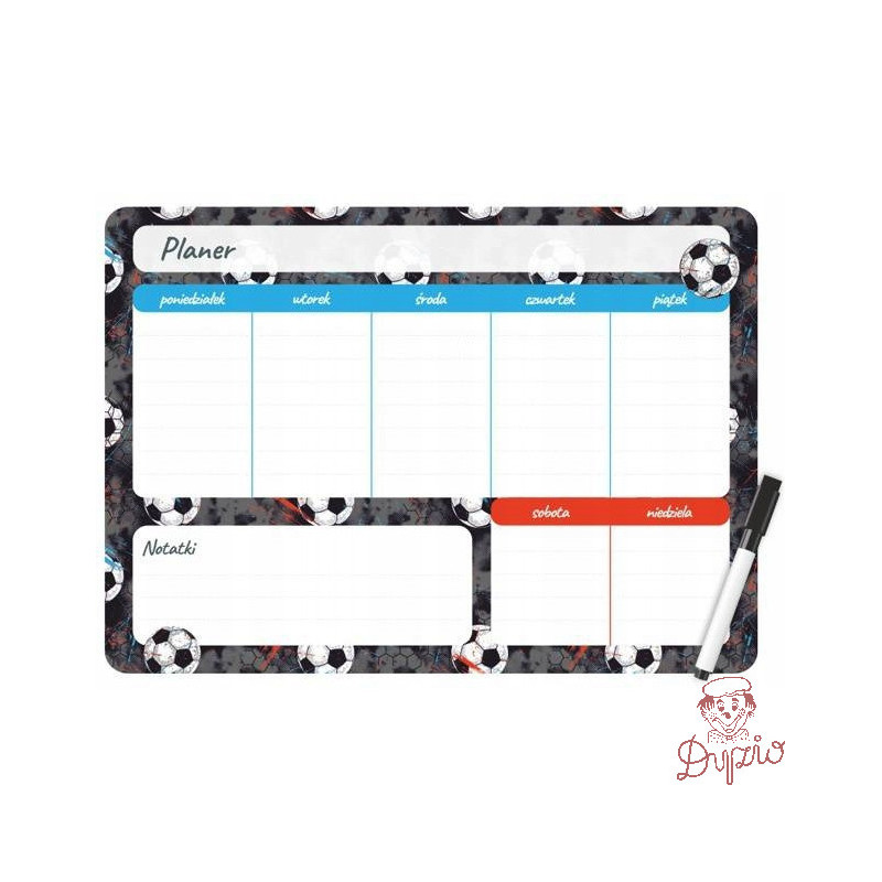 Planer magnetyczny na lodówkę Plan lekcji 35x25cm tygodniowy + marker PM-02-02 BIURFOL