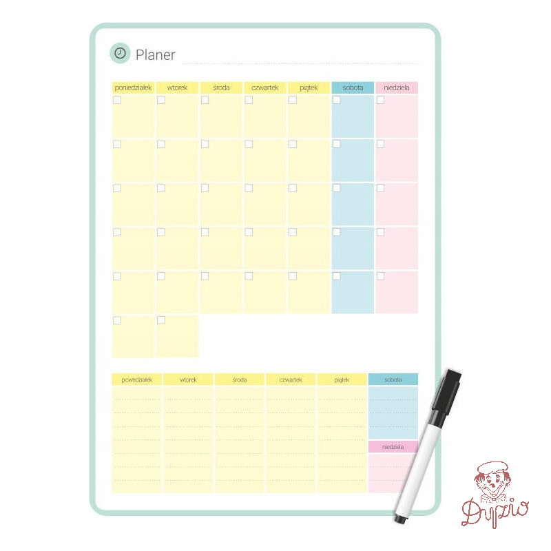 Planer magnetyczny na lodówkę 25x35cm miesięczny + marker PMP-01-01 BIURFOL