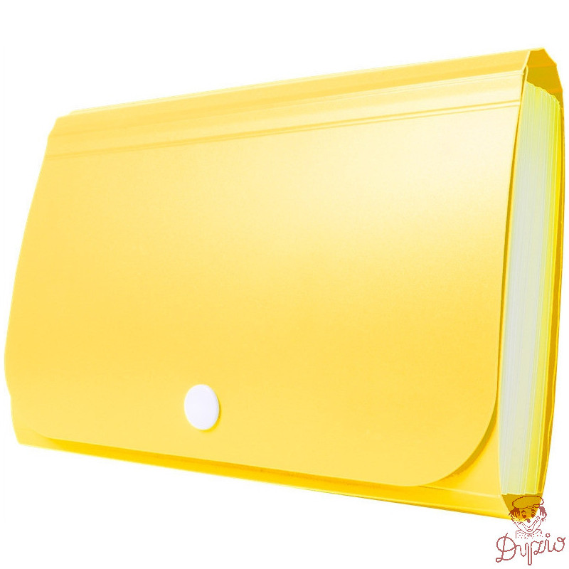 Teczka harmonijkowa PP na zatrzask żółta 178x118x31mm BT613-Y TETIS
