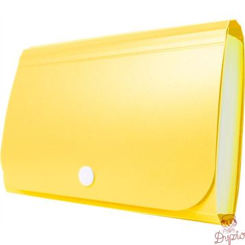 Teczka harmonijkowa PP na zatrzask żółta 178x118x31mm BT613-Y TETIS