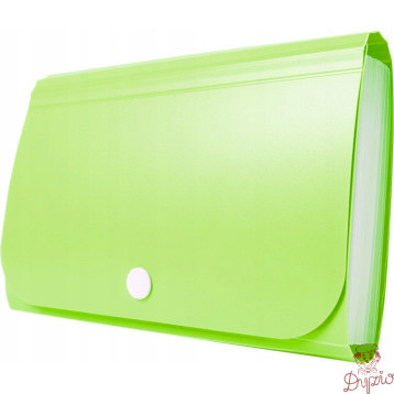 Teczka harmonijkowa PP na zatrzask zielona 178x118x31mm BT613-Z TETIS