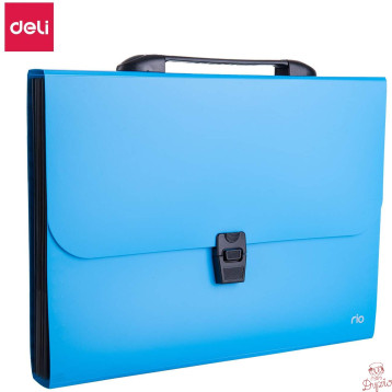 Teczka z rączką czarną A4 7-przegródek RIO niebieska EB40202 BLUE DELI