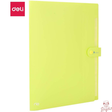 Teczka zatrzaskowa A4 8-przegródek RIO zielona EB40102 GREEN DELI