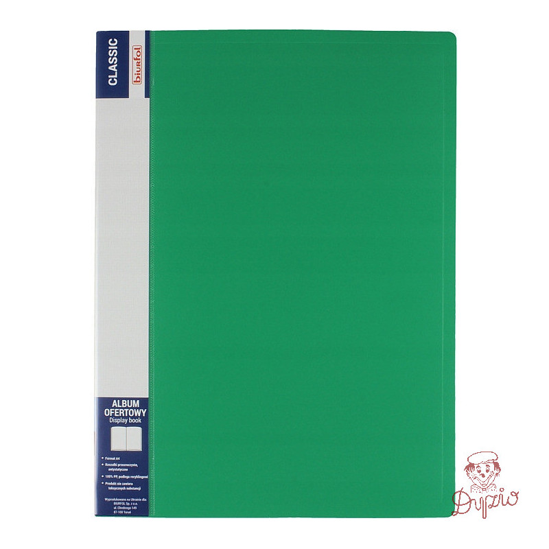 Album ofertowy na dokumenty 20 kieszeni CLASSIC zielony AOF-02-02 BIURFOL